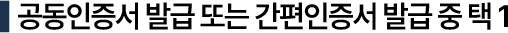 공동인증서 발급 또는 간편인증서 발급 중 택 1