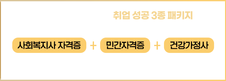 지식캠퍼스 평생교육원 취업 성공 3종 패키지로 사회복지사 자격증 + 민간자격증 + 건강가정사 동시 취득의 기회!